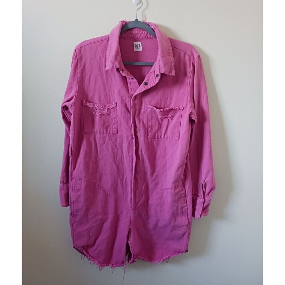 No. 1 Los Angeles Denim Romper Long Sleeve‎ Pink Size M